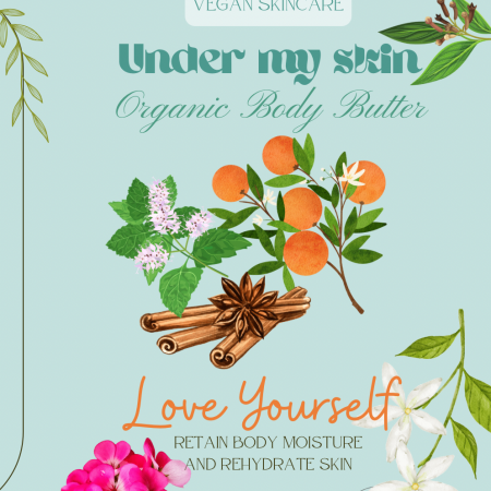 Love Yourself , Organic Body Butter-120ml glass jar
