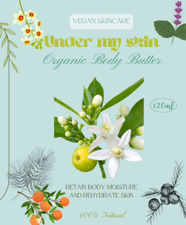 Under my skin, Organic Body Butter – 120 ml glass jar